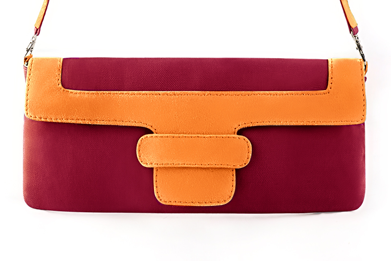 Burgundy red and apricot orange women's dress clutch, for weddings, ceremonies, cocktails and parties. Profile view - Florence KOOIJMAN